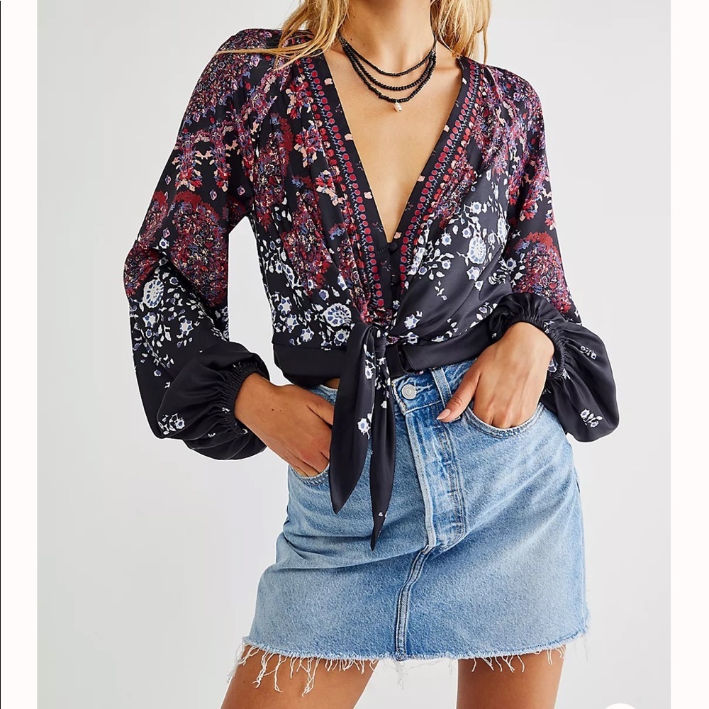 10. Free People Run Free Blouse in Night Combo